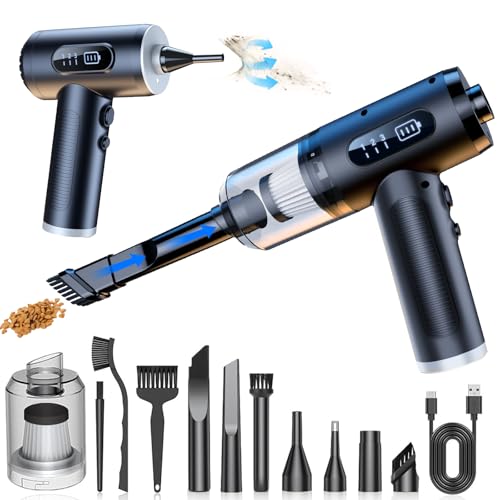 La Mejor Selección de Mini Aspiradora - los más vendidos. 41 Aspiradora de Mano & Plumero de Aire, 2en1 Aspiradora Inalámbrica de 3 Velocidades con Batería Recargable de 6000mAh, 50000RPM Aire Comprimido con Luz LED, Para Limpiar...