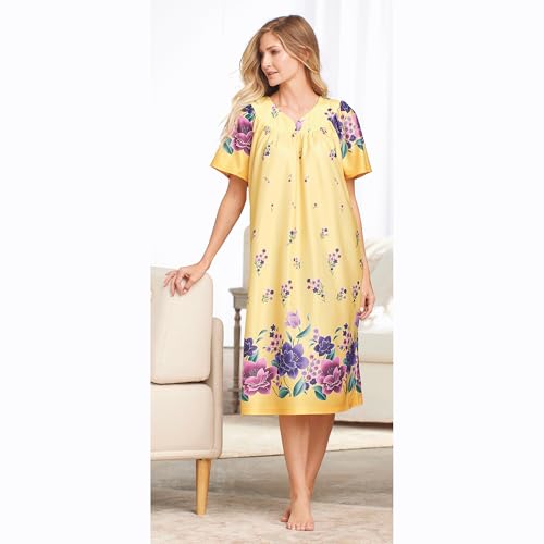 Image of AmeriMark Casual Women's Patio Muumuu House Dress Loose Comfortable Short Sleeve Sun Dress Lounger Gown Sleepwear for Ladies