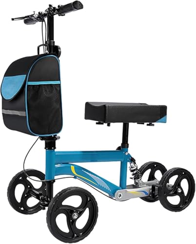 JoyeeLii 折りたたみ式ニースクーター、ニーウォーカー、操縦可能なニーウォーカー、バスケットとデュアルブレーキシステム付き高さ調節可能な歩行補助スクーター、足、脚、足首の怪我用の操縦可能な歩行器 (B)