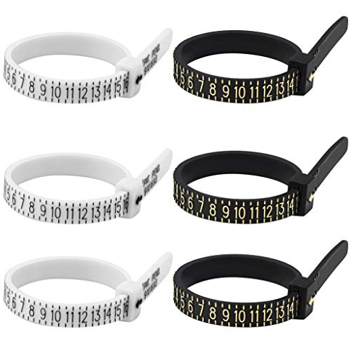 6 PCS US Ring Sizer Set, Plastic Ring Gauge Sizer Finger Measuring Belt for Jewelry Measuremen Tool