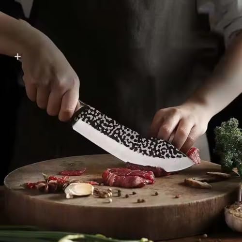 Image of Machado Serbian Chef Knife - High Carbon Clad Steel Unagisaki Butcher Cleaver, Full Tang Kitchen Chef Knives - Ideal Fathers & Mothers Day Gifts