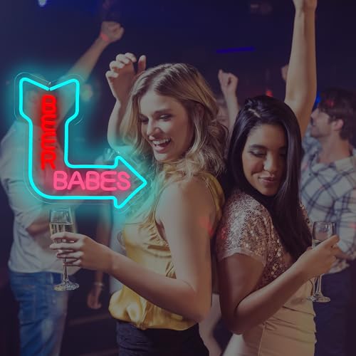 Image of Beer Babes neon sign USB Powered for for Beer Bar Pub Bedroom Home Bar Store Club Bistro Wall Decor,LED Neon Lights Sign with Dimmer for Man Cave Sports Room Decoration