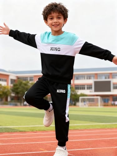 Image of Boy Clothes Plant Camouflage Pants LA Letter Print Top Sweatsuit Fall Boys Outfits Set