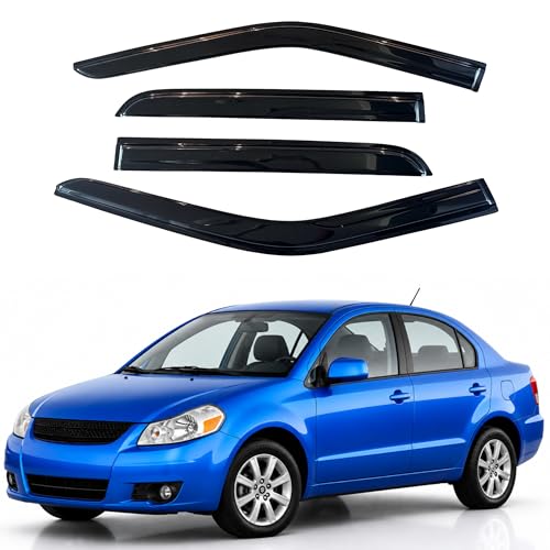 Image of IG Window Visors Fit for 2008-2010 Suzuki SX4 Sedan, Out-Channel Rain Guards Vent Wind Deflectors 4PC, Car Accessories for 08-10 Suzuki SX4 Sedan (Excludes Hatchback)