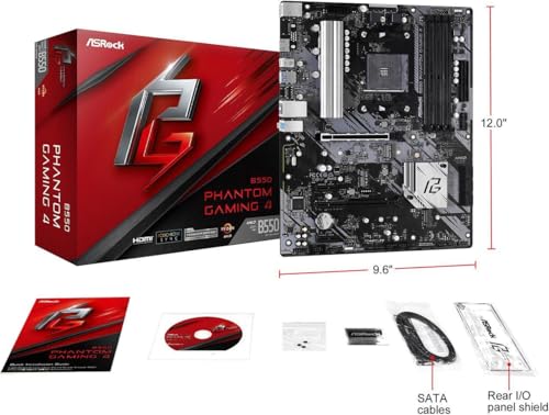 Image of ASRock B550 Phantom Gaming 4 Supports AMD AM4 Socket Ryzen 3000, 3000 G-Series, 4000 G-Series, 5000 and 5000 G-Series Desktop Processors Motherboard