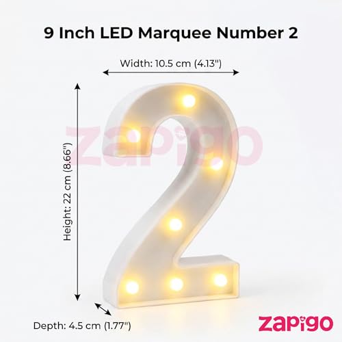 Image of Balloonistics LED Marquee Number 20 Light - Cordless Battery-Operated Light Up Number Sign for 20th Birthday, Anniversary, Wedding, Party Decoration, Wall Hanging or Table Display