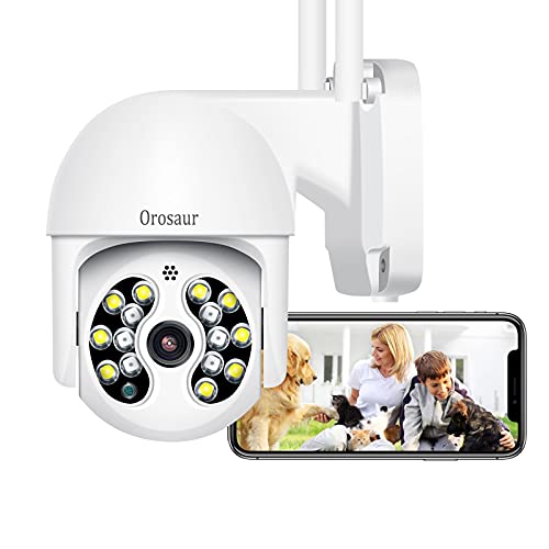 Security Camera Outdoor for Home, OROSAUR 3MP Surveillance Cameras with WiFi, PTZ, 360° View, 1080P HD, Motion Tracking, IP66 Weatherproof, 2-Way Audio, Color Night Vision, Alexa, TuyaSmart