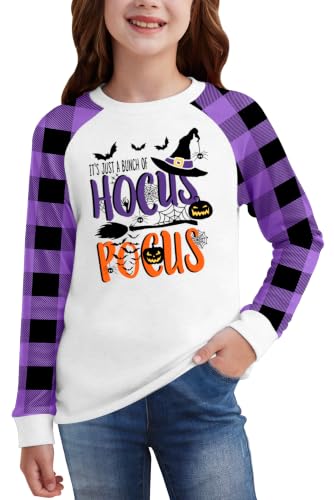 Image of BesserBay Girls Halloween Shirt Cute Graphic Tshirt Raglan Long Sleeve Tops