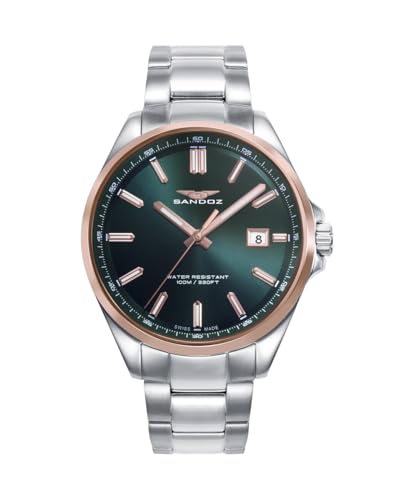 Sandoz Reloj Hombre Acero Verde Swiss Made Casuel 83001-67