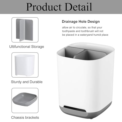 Toothbrush Holder, 3 Slots Toothbrush Organizer with Drainage Holes for Bathroom Kitchen - Cosy Home Interiors Toothbrush Holder, 3 Slots Toothbrush Organizer with Drainage Holes for Bathroom Kitchen - Image 3