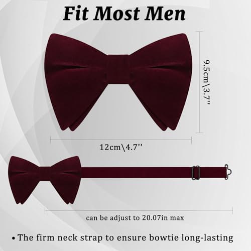 Image of Luckyvestir Velvet Bow Tie Oversized Bow Ties for Men Adjustable Black Clip on Bowtie for Tuxedo Shirt Wedding Prom