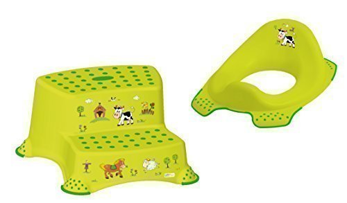 Set di Due Z Funny Farm Verde Wc + Sgabello a Due