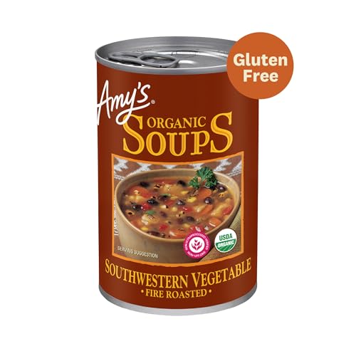 Image of Amy's Soup, Vegan Southwestern Fire Roasted Vegetable Soup, Gluten Free, Made With Organic Vegetables, Canned Soup, 14.3 Oz