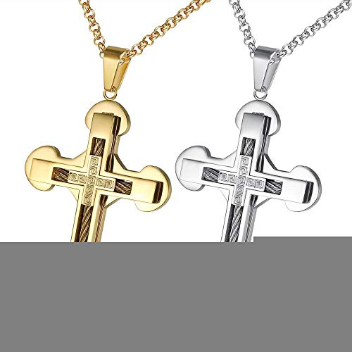 Preisvergleich Produktbild TAIZHIZHUANG Herrenhalskettenanhänger, Kreatives Stahlkreuz, Edelstahl L316, Kreuzkette 0,3 * 55 cm, Mit Schöner Geschenkbox 4,2 * 5,9 cm 23,8 G X 2 A / B