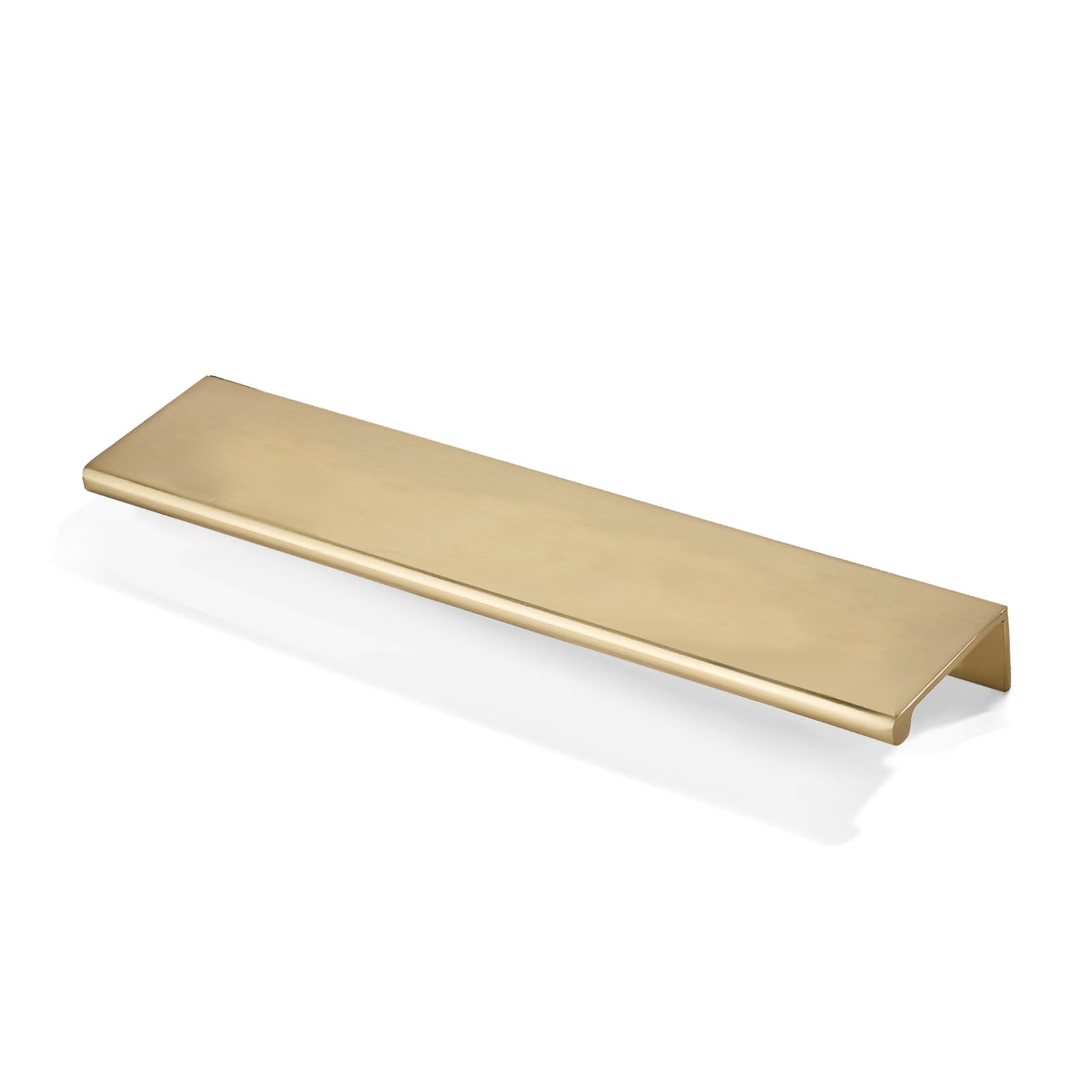 khtumeware 10 Pack 8 inch(203mm) Hole Center Brushed Brass Finger Edge Pull Solid Zinc Drawer Pull Warm Brass Hidden Edge Treatment Hardware Finger Pull Kitchen Drawer Hardware