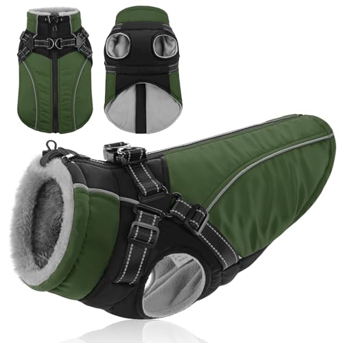 KONVINIT Abrigo para Perro Mediano con Arnés Integrado Chaqueta de Invierno