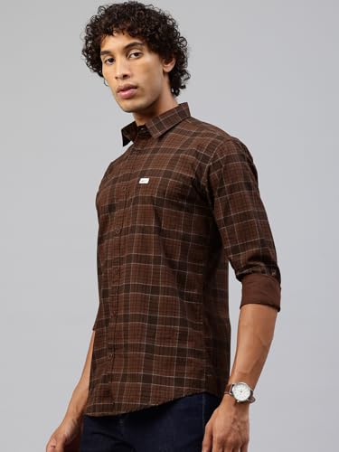 Image of Majestic Man Men Comfort Slim Fit Pure Cotton Tartan Checked Casual Shirt