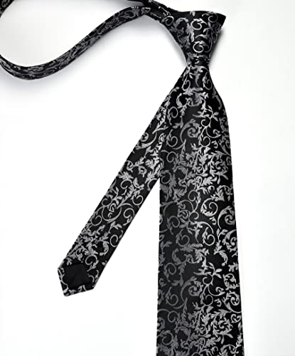 Image of Enlision Ties for Men Floral Tie Handkerchief Cufflinks Set Formal Flower Classic Mens Necktie & Pocket Square Wedding