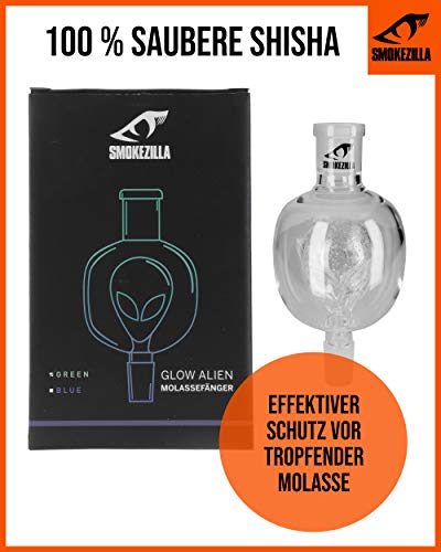 Smokezilla® Shisha Molassefänger Glow - Leuchtender Molassefänger in Alien Form - Aus Hochwertigem Glas - Hält Bowl… – Bild 5