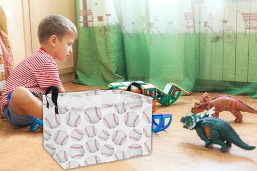 Image of Essme Rectangular Baseball Baskets,Kids Storage Box,Easter Basket for Girls with Handles for Room Decor, Book Bins,Shelf Basket.(Baseball basket)