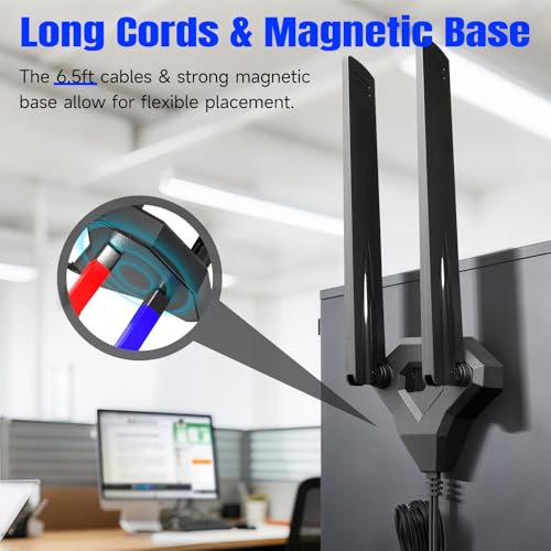 Image of Eightwood WiFi 7 Antenna Tri-Band 6GHz 5GHz 2.4GHz RP-SMA Antenna with Magnetic Base for PC Desktop Computer Gaming Motherboard PCIe Bluetooth Card WiFi 7 Router