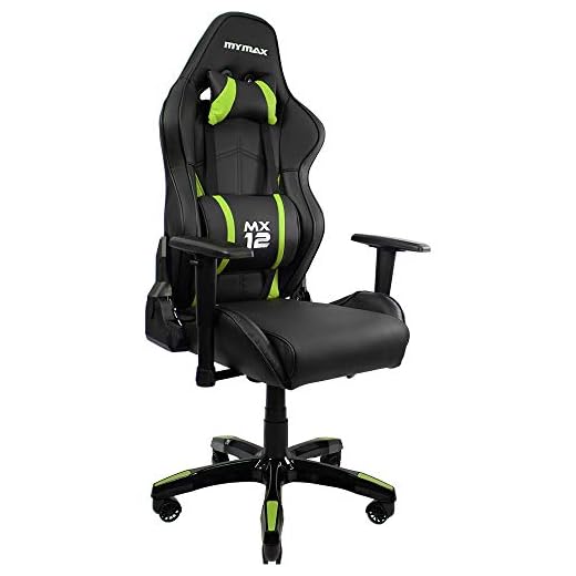 Cadeira Gamer MX12 Giratoria Preto e Verde, Mymax, 25.009193, Preto e Verde