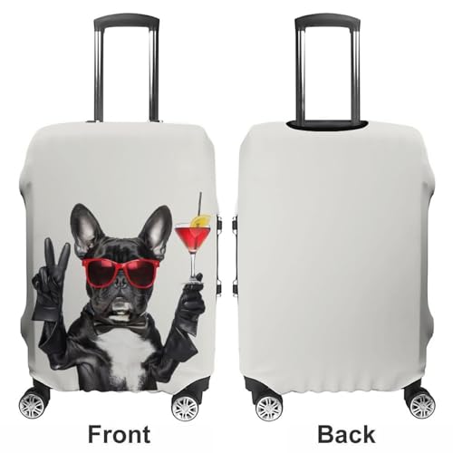 French Bulldog Sunglasses Travel Suitcase Protector Luggage Cover Protective Washable Anti-scratch Baggage Cover3