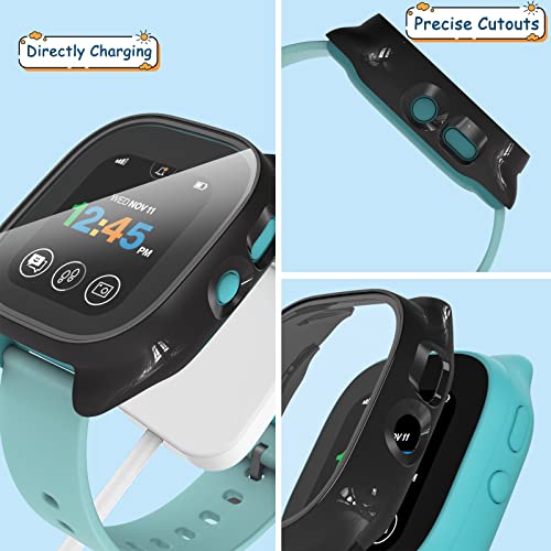 Ottpluscase 1 Pack Case For Gizmo Watch 3 Screen Protector With 9H Tempered Glass, Gizmo 3 Screen Protector Case For Kids, Overall Protective Touch Sensitive Cover For Verizon Gizmo Watch 3-Black #TOP7