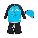 Soui Baby Junge Sonnenschutzkleidung zweiteilig Kleidung Set UV-Schutz 50+ Badeanzug (cool Dino, 18-24Months)