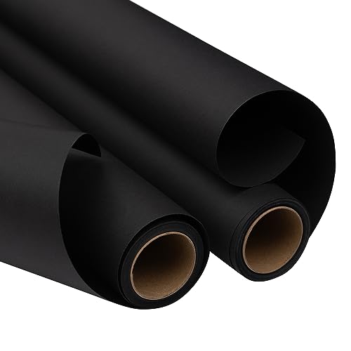 JAM Paper Gift Wrap - Matte Wrapping Paper - 50 Sq Ft Total (30 in x 10 Ft Each) - Matte Black - 2 Rolls/Pack