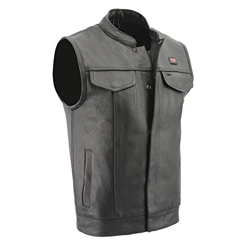 Milwaukee Leather MLM3524SET Men's All Season Black Premium Leather Motorcycle vest w/Heated and Cool-Tec Technology - 6X-Large