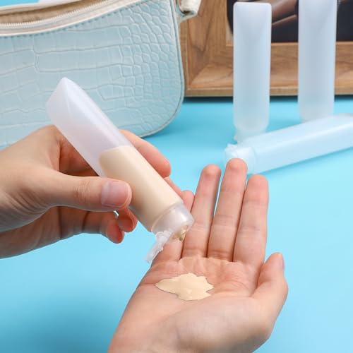 5 Stück Transparenter Reiseflaschen zum Befüllen Reisegröße Behälter Reisebehälter für Flüssigkeiten Reiseflaschen Set Travel Bottles Reise Kosmetik Behälter für Reisen DIY Balsam Kosmetik (50ml)