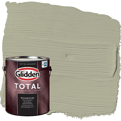Glidden Total Exterior Paint & Primer All-in-One, Photo Gray/Yellow, Semi-Gloss, 1 Gallon