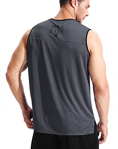 Image of NELEUS Men's 3 Pack Running Tank Tops V Neck Sleeveless Athletic Shirts,5122,White /Blue /Grey,2XL
