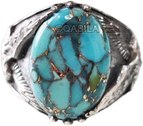 Blue Copper Turquoise Mans Ring, Natural Copper Turquoise Rings, December Birthstone, Eagle, Mens Ring, 925 Solid Silver, Handmade Jewelry, Turkish Ring, Christmas, Unisex, Natural Gemstone, Q-555