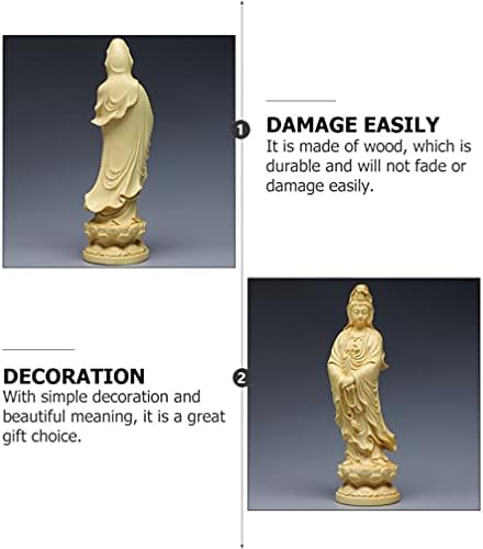 KESYOO Kwan Yin Statue Wooden Guanyin Sculpture Goddess of Mercy Quan Yin Sculpture Kwan Yin Figurine Chinese Feng Shui Collectible Bodhisattva Figurine for Home