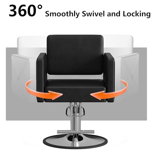Image of LOUVIXA Barber Chair for Hair Stylist, Height Adjustable Hydraulic Hair Salon Chair, 360 Degrees Rotation, Multi-Function Shampoo Chair for Salon Home Barbershop, Black
