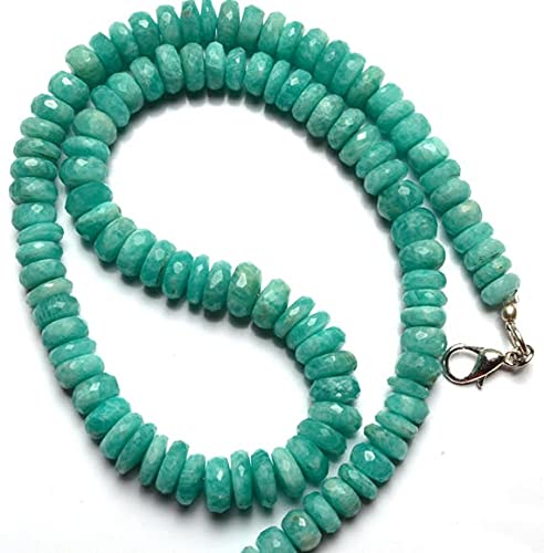 Perles Amazonite LKBEADS Pierre Naturelle Rondelle Facettée 7-9MM pour Création Bijoux DIY