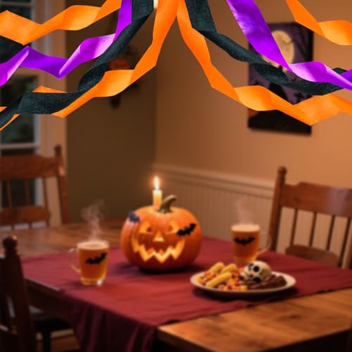 Image of PheiLa Crepe Paper Streamers 6 Rolls 492ft, Crepe Paper Halloween Decorations Orange Black Purple Party Supplies for DIY Gift Wrapping Birthday Holiday Party Decor, 1.77 Inch x 82 Ft /Roll