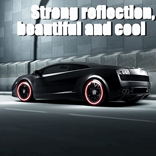 20Pcs Reflective Car Wheel Decorative Stripe Stickers, Night Safety Warning Car Stickers, Anti-Scratch Reflective Stickers Car Motorcycle Wheel Safety Decorative Car Decals Universal (Red) #TOP1