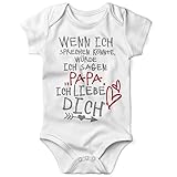 Mikalino Babybody mit Spruch für Jungen Mädchen Unisex Kurzarm Wenn ich sprechen könnte würde ich Sagen: Papa ich Liebe Dich | handbedruckt | Handmade with Love, Farbe:Weiss, Grösse:62