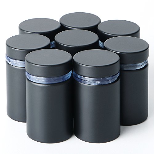 Alise 3/4" Dia X 1" Ln Store Sign Holders Screws Wall Mount Hardware Advertising Glass Standoff Nail,Qs519B-8P Stainless Steel Matte Black 8 Pcs #TOP4