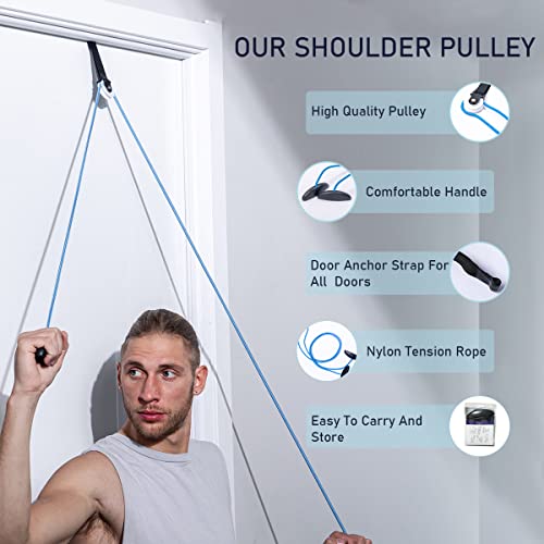 Yuanchupin Shoulder Pulley, Physical Therapy Exercises, Over Door Rehab Exerciser For Rotator Cuff Recovery, Aids In Recovery And Rehabilitation, Range Of Motion Exerciser (Blue) #TOP2