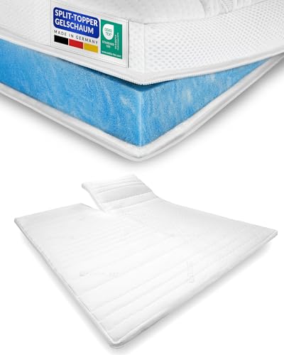AM Qualitätsmatratzen Topper Premium Dividido de Gel 180x200 cm RG50 - Made in Germany - Topper de Espuma de Gel Transpirable 180x200 - Topper Dividido 180x200 con Funda Lyocell Antideslizante