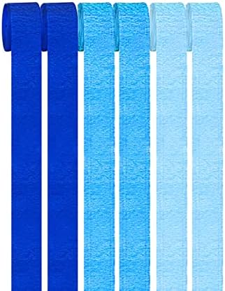 GAKA FAVOR Light Blue and navy Blue and sky blue Party Streamers Crepe Paper Streamers Decorations 4.5CM(1.77in) Wide 25M(82ft) Long 6 Rolls