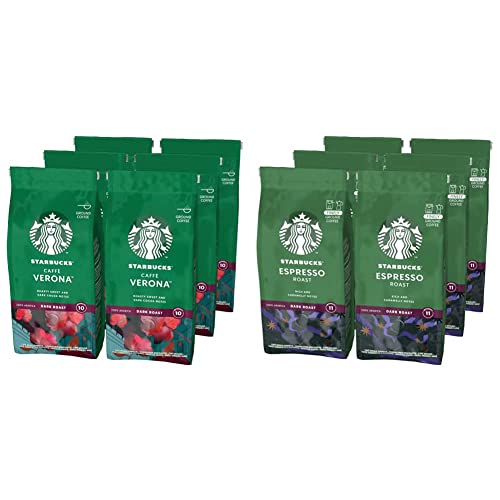 STARBUCKS Caffè Verona, Tueste Intenso, Café Molido 200g (6 Bolsa) & Espresso Roast, Tueste Intenso, Café Molido 200g (6 Bolsa)
