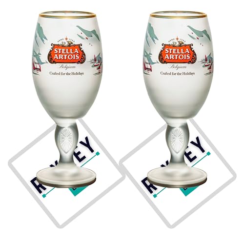 2 x Roxley Frosted Stella Winter Lager Half 33cl Pint Glass | 33cl Stella Glasses |