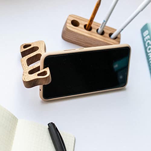 Suporte de telefone celular de mesa de madeira – suporte de mesa para celular – ajuste de vários âng