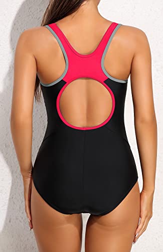Attraco Womens One Piece Swimsuits Athletic Swimwear Training Slimming Bathing Suit #TOP1