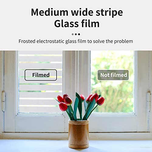 Derzgao Striped Pattern Decorative Window Privacy Film, Anti Uv Removable Privacy Film Windows Glass For Bathroom Home Office Garage Non-Adhesive Self Static Cling (Stripes Pattern 35.4X157.4Inch) #TOP2